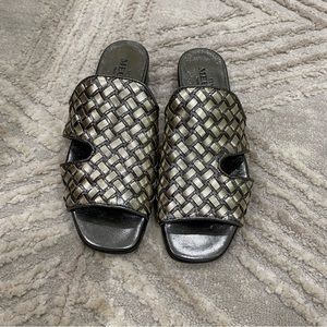 Sesto Meucci Geomar Leather Woven  Slide Shoes